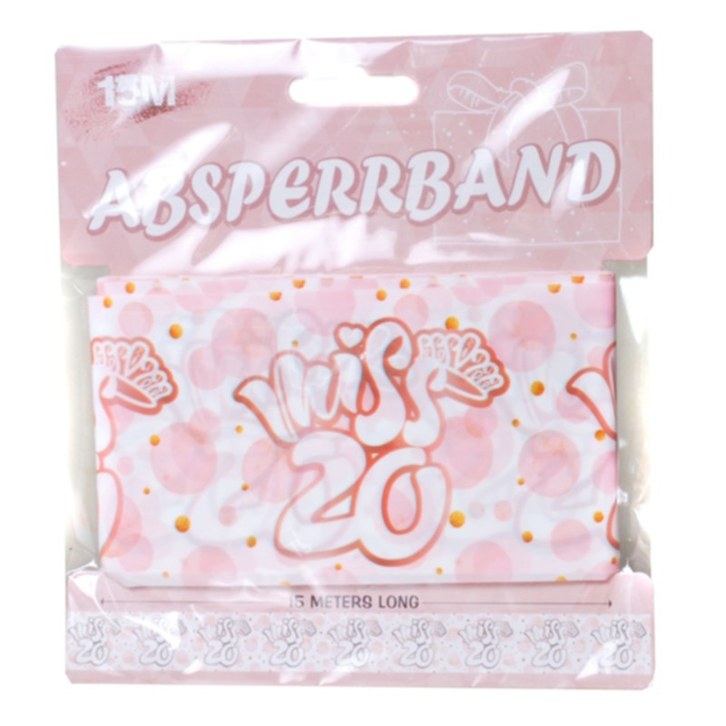 Udo Schmidt Absperrband Miss 20 roségold 15 m aus Kunststoff edle Partydekoration für den 20. Geburtstag